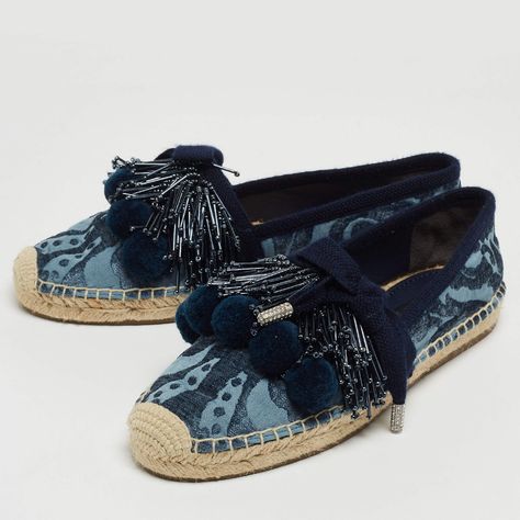 Marc Jacobs Blue Fabric Sienna Pom Pom Espadrille Flats Size 39 Designer Espadrilles, Pink Espadrilles, White Espadrilles, Heeled Espadrilles, Espadrille Flats, Ankle Strap Flats, Espadrilles Platform, Platform Espadrilles, Black Espadrilles