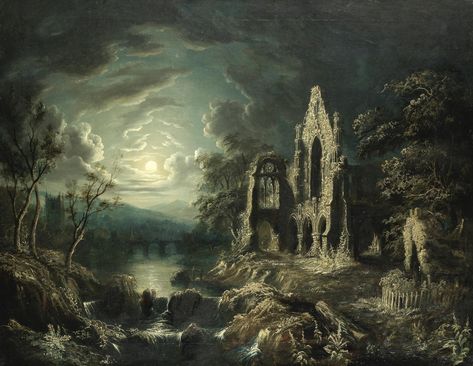 Henry Rothwell on Twitter: "Tonight's goodnight image is 'Moonlit river landscape with a ruined priory', attributed to Sebastian Pether (1790–1844), oil on canvas. Sleep tight.… https://t.co/kO1y98FMvf" Sebastian Pether, Moonlight Painting, River Landscape, Gothic Aesthetic, English Artists, Dark Art Illustrations, Classic Paintings, Classical Art, Beautiful Paintings