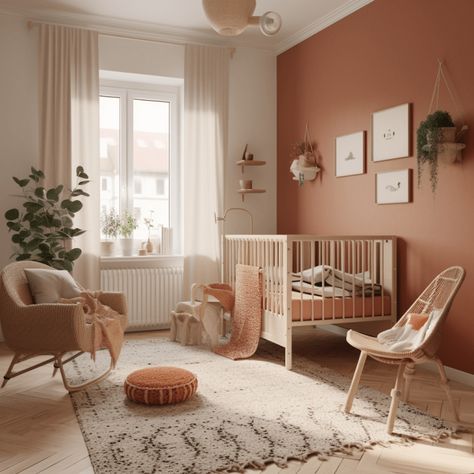 Chambre bébé terracotta : 9 idées pour un cocon de douceur Scandinavian Kids Rooms, Color Terracota, Baby Nursery Inspiration, Kids Bedroom Inspiration, Nursery Room Design, Baby Room Inspiration, House Bedrooms, Bedroom Wall Colors, Nursery Room Inspiration