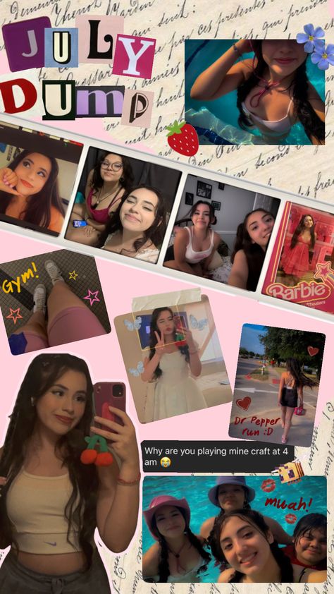 July Dump 💋 #julydump #monthly #photodump #instagramstory #summer2023 #strawberry #monthlyrecap #scrapbookaesthetic Monthly Dump, July Dump, Friends Collage, Dump Ideas, Instagram Collage, Monthly Photos, Friends Poses, Summer Photos, Teenage Dream