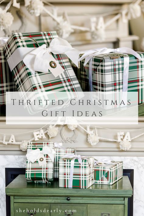 There is no reason you can't use thrifted items to put together beautiful, meaningful gifts for your favorite people this year! Thrift Store Gifts, Thrifted Christmas, She Holds Dearly, Thrifting Tips, Diy Playdough, Holiday Picks, Thrifted Items, Winter Inspiration, Vintage Gifts Ideas