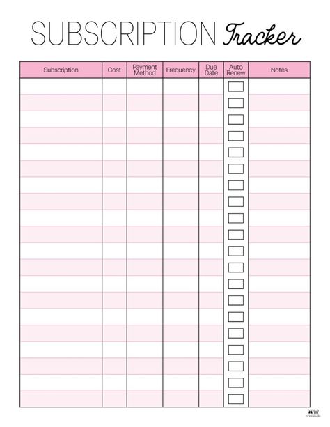 Easily track all of your subscriptions with these printable subscription trackers. All trackers can be printed from home and are 100% FREE. Subscription Tracker Printable Free, Subscription List Printable Free, Free Subscription Tracker, Free Subscription Tracker Printable, Free Income Tracker Printable, Saving Money Weekly, Online Shopping Tracker Printable Free, Investment Tracker Printable, Online Order Tracker Printable Free