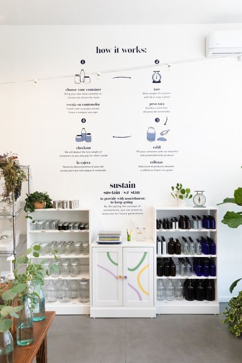 Zero Waste Grocery Store, Sustainable Store, Zero Waste Shop, Apothecary Design, Bulk Store, Laundry Business, Zero Waste Store, Grocery Store Design, Eco Store