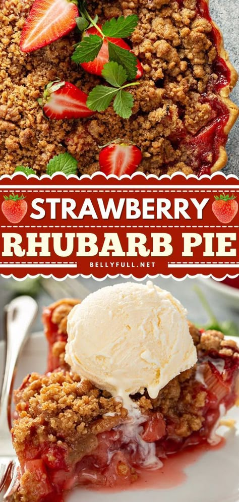 Strawberry Rhubarb Pie Crumb Topping, Strawberry Rhubarb Pie With Crumb Topping, Rhubarb Pie With Crumb Topping, Rhubarb Pie Recipes, Thanksgiving Desserts For A Crowd, Strawberry Rhubarb Recipes, Strawberry Rhubarb Pie Recipe, Easy Holiday Baking, Rhubarb Recipes Pie