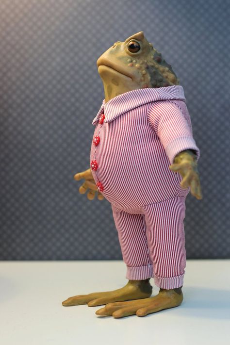 Toad in a pajamas by Tommy-Slowpoke.deviantart.com on @DeviantArt Figure With Clothes, Frog House, Frog Frog, Frog Pictures, Frog Pins, Funny Frogs, Frog Art, Ceramic Animals, Frog And Toad