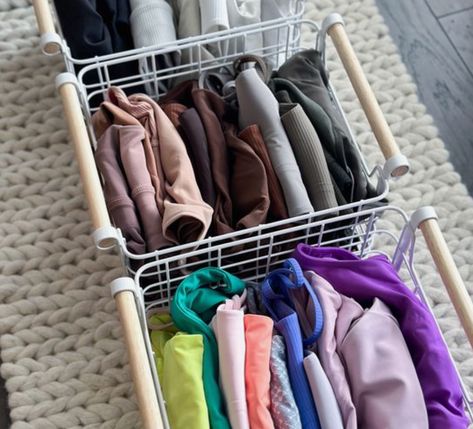 How to Organize Your Workout Clothes – Closetful of Clothes Workout Clothes Closet Organization, Folding Workout Clothes, How To Organize Shorts In Closet, How To Store Leggings In Closet, Shorts Organization Ideas, How To Store Workout Clothes, How To Organize Gym Clothes, Legging Storage Ideas Closet, Organizing Workout Clothes