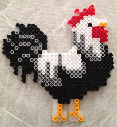 Rooster perler beads by John H. -Perler® | Gallery Melty Bead Patterns, Fuse Bead Patterns, Hama Beads Design, Perler Crafts, Hama Beads Patterns, Related Post, Diy Perler Beads, Melting Beads, Iron Beads