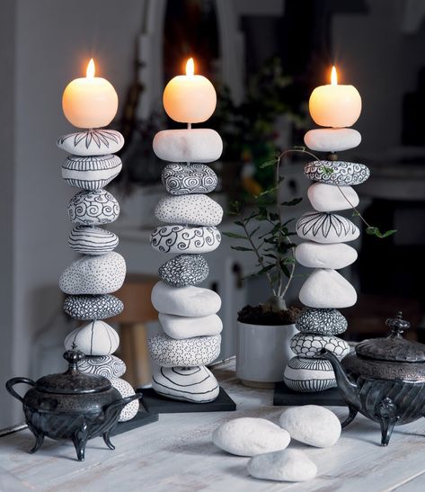 Stone Painting Candle, Rocks And Candles Centerpiece, Slate Rock Candle, Paper Dragon Craft, Rock Candle Holder, Rock Candle, Stone Candles, Art & Craft Paint, Dragon Crafts