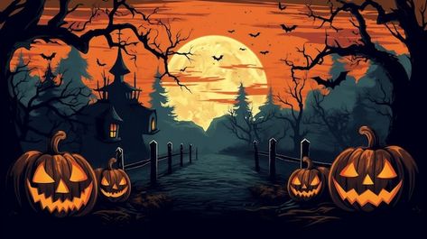 Halloween Desktop Wallpaper Aesthetic, Halloween Cover Photo Facebook, Halloween Cover Photos, Halloween Facebook Cover, Fall Background Wallpaper, Halloween Desktop Wallpaper, Labu Halloween, Halloween Backdrop, Cartoon Animation Drawing