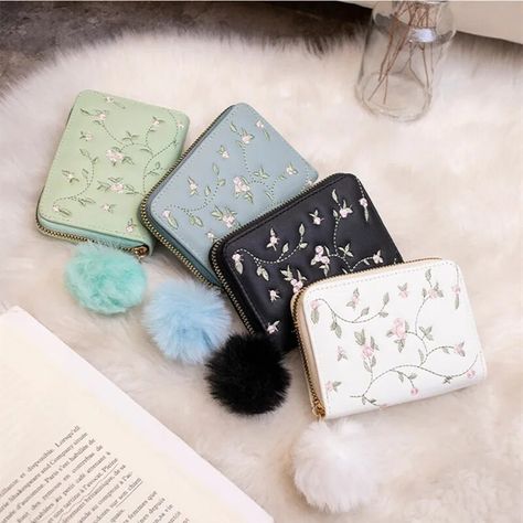 Smarter Shopping, Better Living! Aliexpress.com Embroidered Wallet, Woman Card, Cute Wallets, Women Wallet, Small Clutch, Short Wallet, Leather Coin Purse, Card Bag, Money Bag