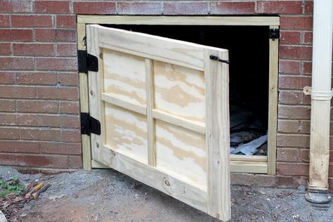 Crawl Space Access Door, Crawl Space Cover, Diy Crawlspace, Crawl Space Door, Crawl Space Insulation, Space Door, Crawl Space Repair, Door Diy Projects, Diy Exterior