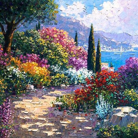 Canvas Painting Ideas For Beginners, Painting Ideas For Beginners, Canvas Painting Ideas, Garden Painting, Impressionist Paintings, Impressionist Art, Beginner Painting, Painting Art Projects, Oil Painting Landscape