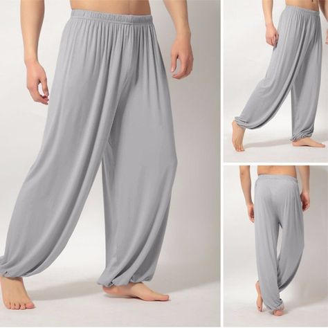 Men's Lightweight Loose Yoga Pants Morning Practice Cozy Sports Pants Online-NewChic Bloomers Pants, Cheap Pants, Workout Clothing, Wing Chun, Sale Store, Pants Blue, Elastic Waist Pants, Mens Joggers, Pants Men