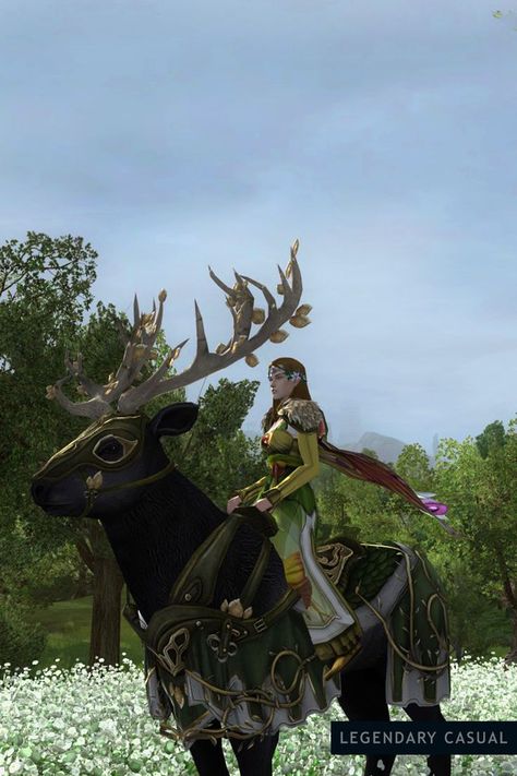 My elf on an Elk Mount in LOTRO. Lord Of The Rings Online, Hitching Post, Bay Horse, Battle Armor, Chestnut Horse, Wild Horses, Middle Earth, The Rings, Lord Of The Rings