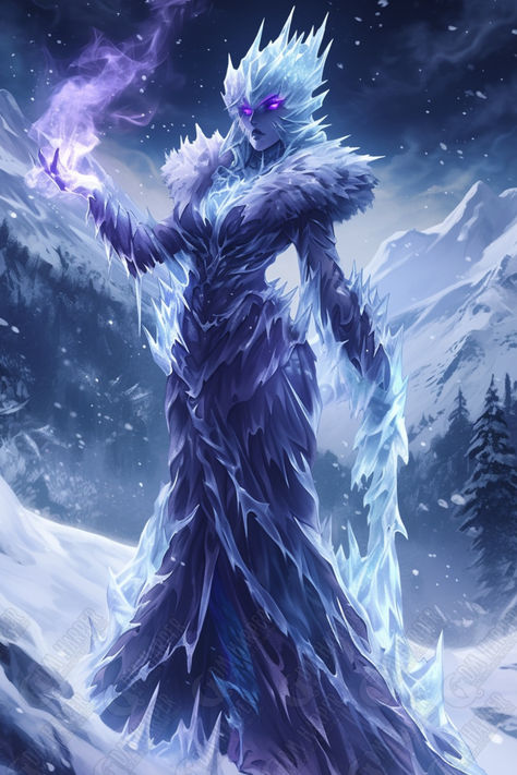 Auril, Lady Frostkiss (Icewind Dale: Rime of the Frostmaiden) Icewind Dale Rime Of The Frostmaiden, Fae Knight, Christmas Dnd, Ice Warrior, Ice Elemental, Ice Monster, Ice Warriors, Frost Giant, Icewind Dale