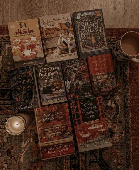 Cozy Book Reading Aesthetic, Halloween Books Aesthetic, Fall Library Aesthetic, Cozy Halloween Books, Summerween Books, Autumn Book List, Books To Read During Fall, Halloween Book Aesthetic, Cozy Autumn Books