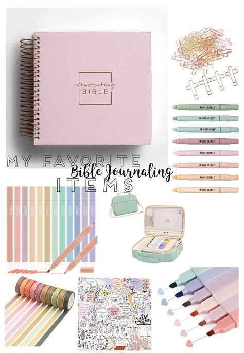 Cute Bibles To Buy, Journaling Bibles To Buy, Bibles To Buy, Journaling Must Haves, Bible Study Supplies, Bible Study Basket, Bible Basket, Christian Easter Basket, Journal Tools