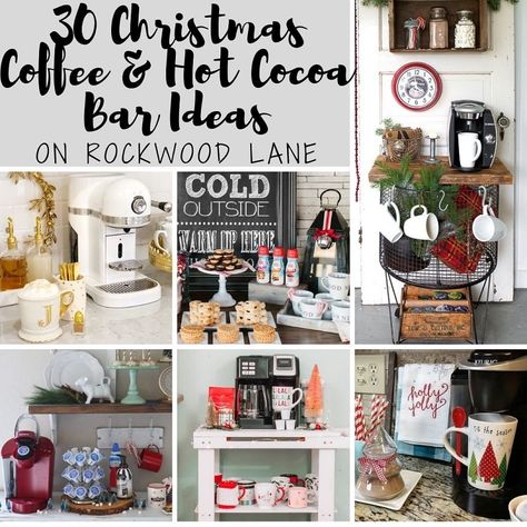 30 Christmas Coffee & Hot Cocoa Bar Ideas Coffee Tea Hot Cocoa Bar, Hot Cocoa And Coffee Bar Ideas Christmas, Coffee Bar Christmas Decor Ideas, Winter Coffee Bar Decor, Christmas Coffee Sign, Hot Chocolate And Coffee Bar, Coffee Bar Christmas Decor, Christmas Coffee Bar Ideas, Hot Cocoa Coffee Bar