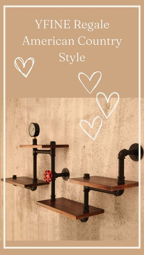 YFINE Regale Für Die Wand American Country Style Schweberegale Vintage Industrielle Wandregal Industrial Regal Pipe Display Rack Retro Iron Wandmontage Bücherregal Rohr Regale Industrial Regal, Rack Retro, American Country, Display Rack, Country Style, Vintage Stil, Garage, Design