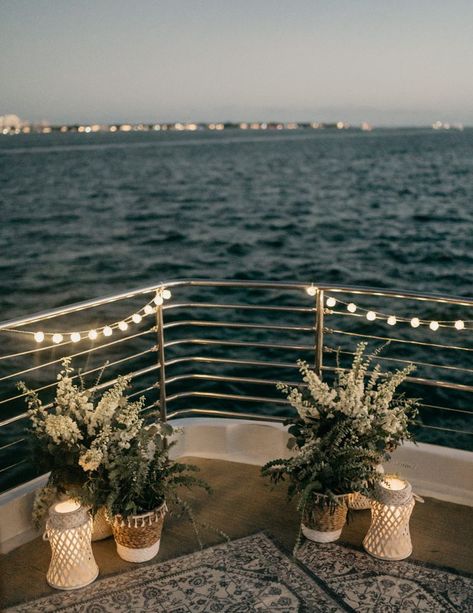 Boat Party Decorations, Wedding On Boat, Yacht Wedding Decor, Boat Wedding Decorations, Boat Wedding Ceremony, Boat Wedding Ideas, Yacht Wedding Reception, Wedding On A Boat, Wedding Scenery