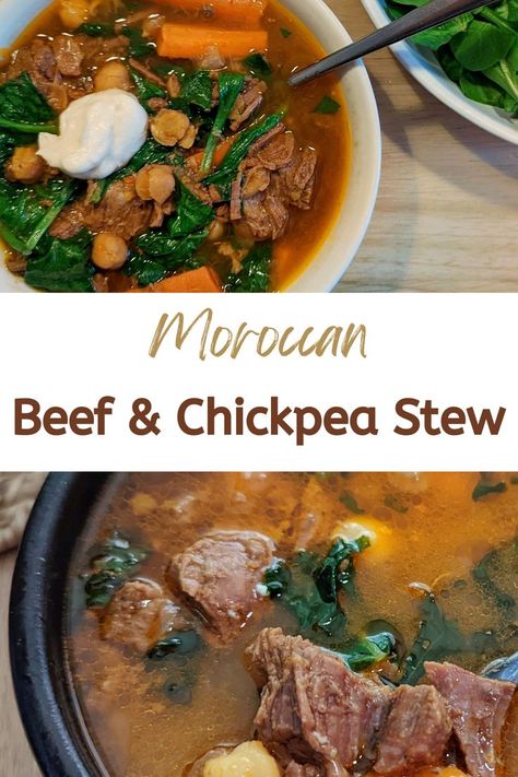 Moroccan Beef and Chickpea Stew – Beef and Chickpea Tagine Recipe Healthy Soup Chickpea Tagine Recipe, Moroccan Beef Stew, Chickpea Tagine, Beef Tagine, Moroccan Beef, Con Carne Recipe, Fall Favorites Recipes, Long Pepper, Vegan Stew