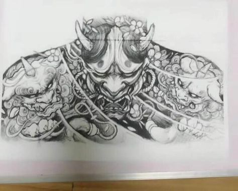 Japanese Chest Tattoo Design, Japanese Chest Tattoo, Chest Tattoo Japanese, Chest Tattoo Sketches, Cloud Tattoo Design, Chest Tattoo Drawings, Full Chest Tattoos, Guerriero Samurai, Foo Dog Tattoo