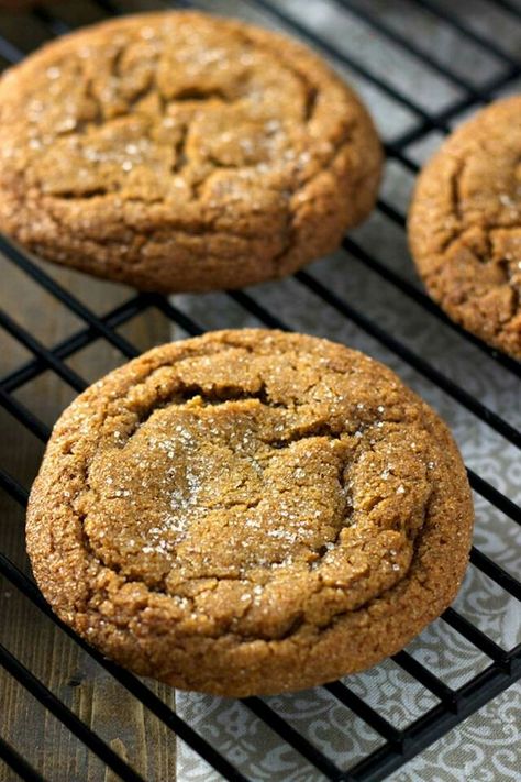 Amish Molasses cookies...these are sooo TASTY, one of our favorites.  RECIPE:  1 1/2 cup butter softened 2 cup brown sugar 2 eggs 1/2 tsp salt 1/2 cup molasses 4 tsp. soda 4 1/2 cup flour 1 tsp cloves  2 tsp cinnamon 2 tsp ginger  Dough may be chilled or used right away. Roll into balls and dip into sugar. Bake at 350* until set. Makes 3 dozen Amish Molasses Cookies, Molasses Crinkles, Amish Cookies, Chewy Molasses Cookies, Food Charlatan, Molasses Cookies, Amish Recipes, Delicious Cookie Recipes, Ginger Cookies