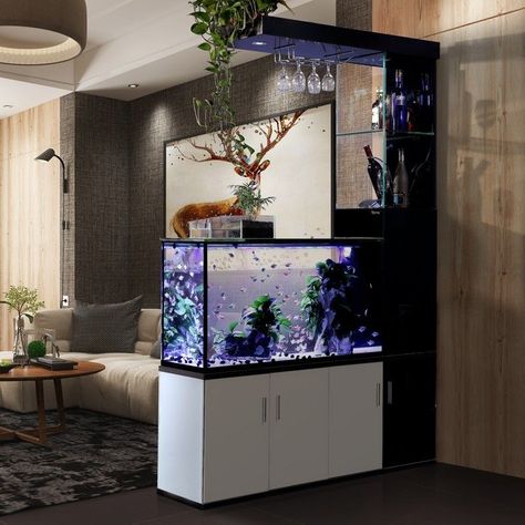 Bedroom Fish Tank, Bathroom Aquarium, Fish Tank Wall, Modern Partition Walls, Wall Aquarium, Wall Partition Design, Living Room Plan, Aquarium Stand, Latest Living Room Designs