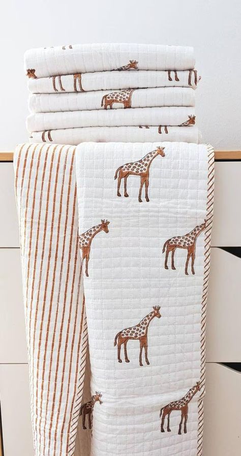 Safari Baby Blanket, Vintage Safari, Cot Quilt, Safari Baby, Giraffe Print, Block Printing, Baby Quilt, Baby Prints, Baby Quilts