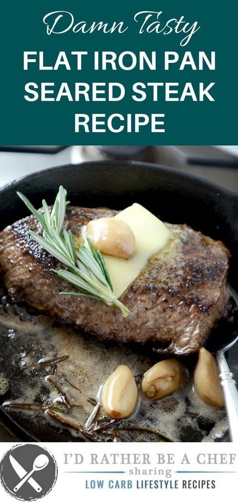 Healthy Steak Dinner, Iron Steak Recipes, Steak Recipes Skillet, Steak Recipes Pan Seared, Flat Iron Steak Recipes, Healthy Steak, Pan Seared Steak, Flat Iron Steak, Seared Steak