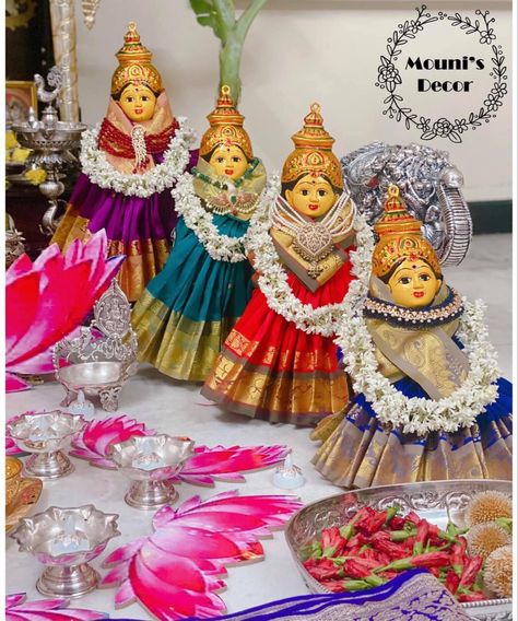 Ammavaru Decoration, Navratri Decoration, Laxmi Pooja, Bommala Koluvu, Pooja Door, Lakshmi Pooja, Varalakshmi Vratham, Pooja Door Design, Pooja Decor