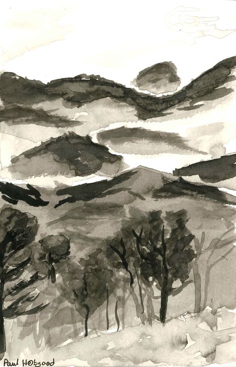 Mountain landscape painting using inkwash Mountain Landscape Painting, Tinta China, Original Landscape, Mountain Landscape, Ink Art, Landscape Painting, Landscape Art, Landscape Paintings, Exterior