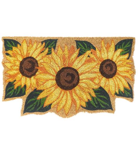 30" x 18" Fall Yellow Sunflowers Coir Doormat by Place & Time | JOANN Fall Yellow, Yellow Sunflowers, Craft Day, Sunflower Decor, Coir Doormat, Yellow Sunflower, Joanns Fabric And Crafts, Craft Stores, Door Mat