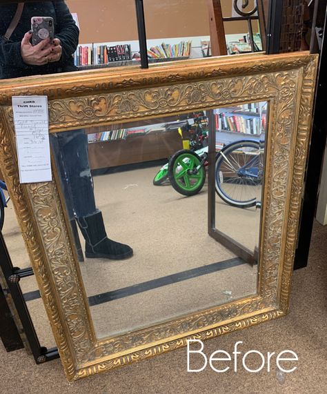 Refurbished Mirror Ideas, Refurbished Mirror, Foyer Mirror, Mirror Makeover, Mirror Paint, Shabby Chic Mirror, Old Mirror, Lovely Friends, Furniture Rehab