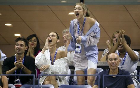 Lindsay Weir, Gigi Hadid Hot, Gigi And Bella Hadid, White Biker Shorts, Gigi And Bella, Gigi Bella, Us Open Tennis, Night Games, Arthur Ashe