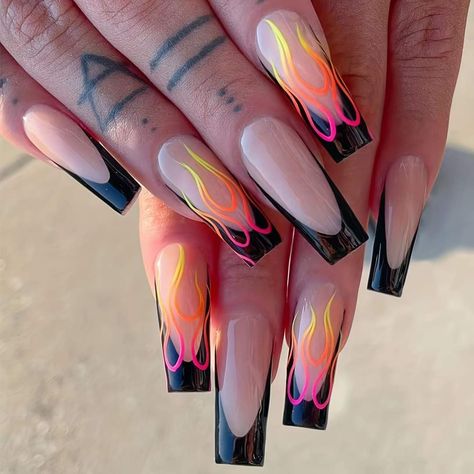 Nails For High School, Neon Sign Nails, Trippy Nails, Rave Nails, Dutch Bros Drinks, Kids Nails, Summer Nails 2024, Nails Today, Coffin Nails Long