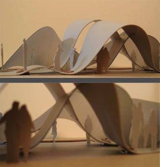 Folding Architecture, Conceptual Model Architecture, Henning Larsen, Paper Architecture, Concept Models Architecture, Pavilion Design, Arch Model, Architecture Model Making, Renzo Piano