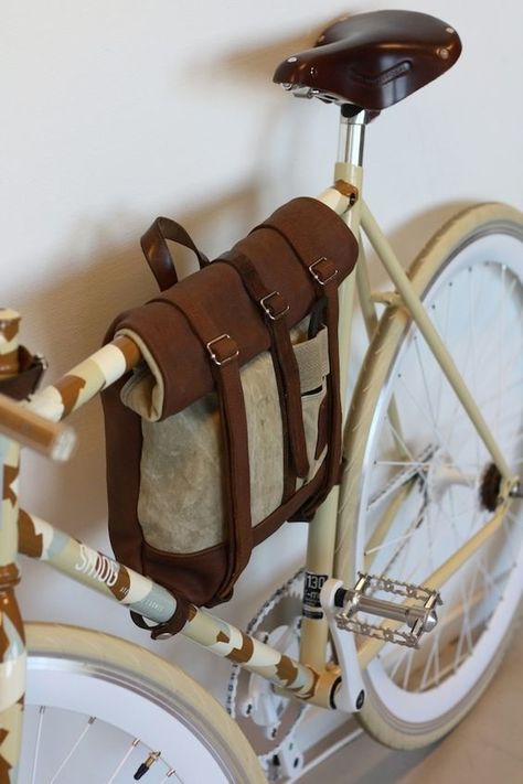 Bike Bag, Vintage Bicycles, Bicycle Accessories, Leather Projects, Bike Accessories, Tandem, Leather Bags, A Bag, Leather Working