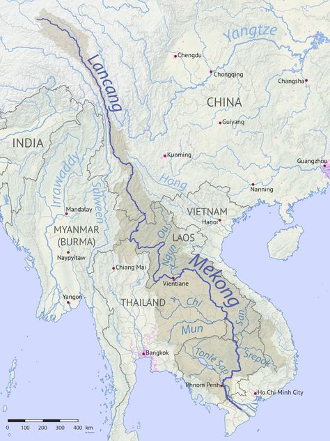 Mekong River Basin Map Hydroelectric Dam, Mekong River, Vietnam History, Physical Geography, Geography Lessons, North Vietnam, River Basin, Kunming, South Vietnam