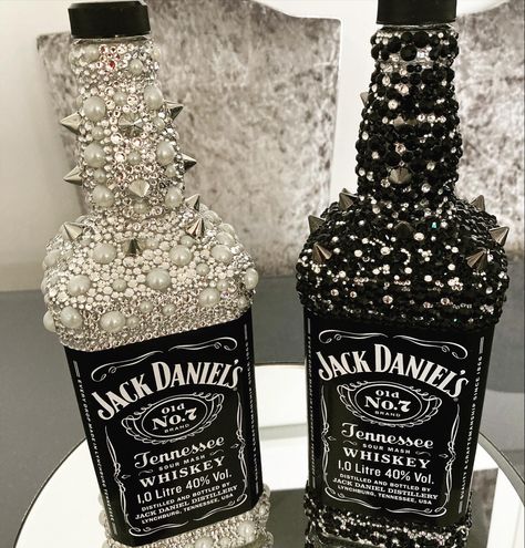 Blinged Out Liquor Bottles, Bling Bottles Liquor Diy, Ketchup Bottles, Bedazzled Liquor Bottles, Bedazzled Bottle, Decorated Liquor Bottles, Alcohol Bottle Crafts, Jack Daniels Bottle, Bling Bottles