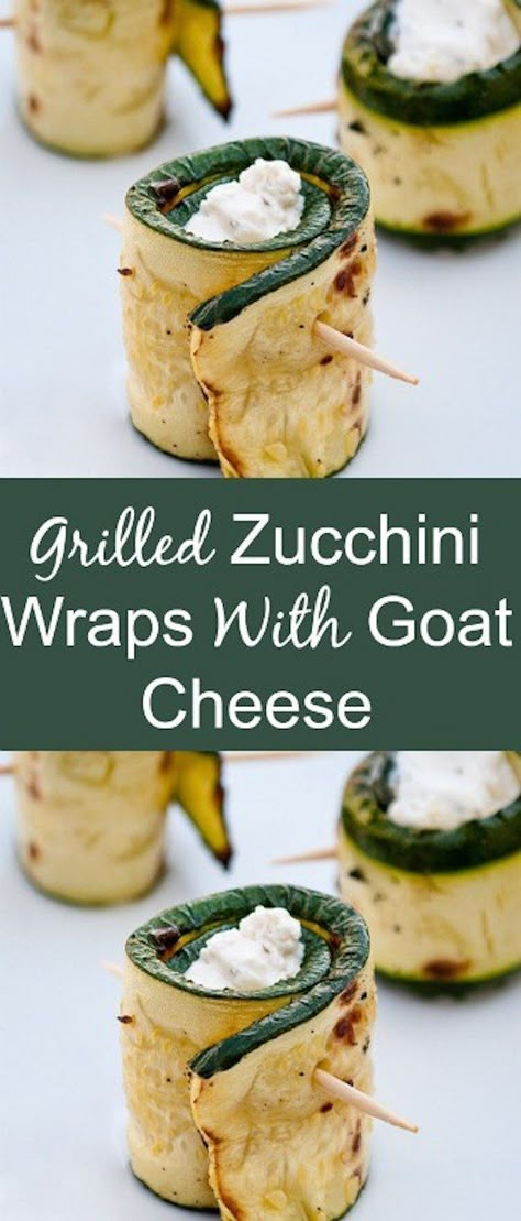 What a great appetizer idea. This Grilled Zucchini With Goat Cheese Wraps recipe is simply delicious. This is also super healthy option because the zucchini is filled with goat cheese. Yum! #zucchini #love #appetizer #healthy #recipe Zucchini With Goat Cheese, Friendsgiving Recipes Appetizers, Fingerfood Recipes, Pilsbury Recipes, Cheese Wraps, Goat Cheese Recipes, Grilled Zucchini, Simply Delicious, Great Appetizers