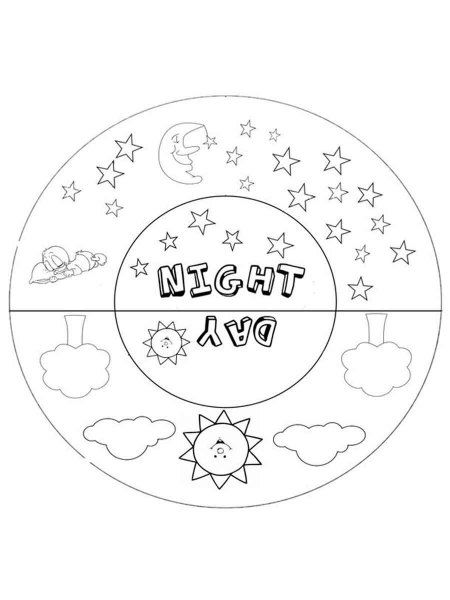 Day and night coloring pages Color Wheel Activities, Night Coloring Pages, Touch Math, Activities Kindergarten, First Grade Science, Science Notebooks, Kindergarten Learning Activities, Coloring Pages For Boys, Night And Day