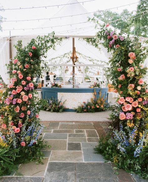 Hannah & Victor’s reception at the Country Club of Virginia envisioned elegance under a grand, tented space adorned with lush, overhanging greenery. 🌿✨ The cerulean bar added a stunning pop of color, inviting guests to sip and mingle in this dreamy garden-inspired setting. Beneath the canopy, friends and family celebrated, surrounded by jewel-toned flowers and candlelight. Read all the details on southernbride.com! 💙⁠ ⁠ ⁠Photographer: @act_photo Wedding Venue + Caterer: @the_ccv Wedding Pla... Country Club Of Virginia Wedding, Dreamy Garden, Photo Wedding, Garden Inspired, Charleston Sc, Jewel Tones, Country Club, Marry Me, Garden Wedding