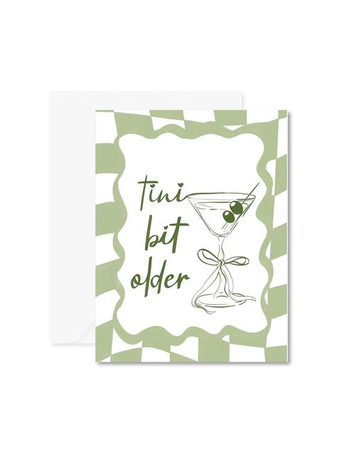 abategraphics - Etsy Canada Gin Birthday Cards, 22 Birthday Card, Women Birthday Cards, Inappropriate Birthday Cards, Green Birthday Card, Birthday Card Inside, Martini Birthday, Birthday Card For Women, Martini Party