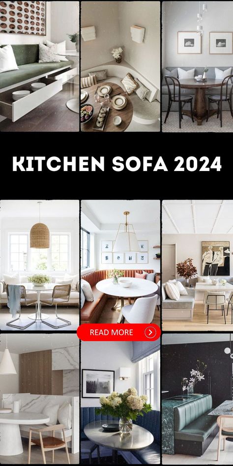 Discover how to make the most of your kitchen, even in limited spaces, with our kitchen sofa ideas for small spaces Small Sofa For Kitchen, Kitchen Sofa Ideas, Kitchen Sofa Area, Couch In Kitchen, Kitchen Couch, Small Space Seating, Modern White Table, Kitchen Sofa, Leather Kitchen