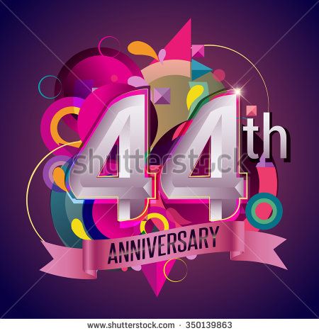 44th anniversary wreath ribbon logo, geometric background - stock vector Happy 44th Anniversary, 44th Wedding Anniversary, Happy Icon, Success Symbol, 44th Anniversary, Anniversary Background, Wheat Wreath, Happy 40th Anniversary, Illustration Invitation