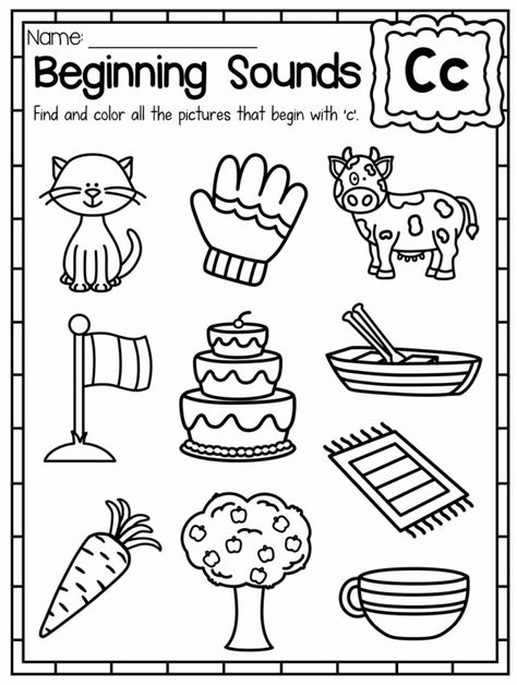 Sounds Worksheet, Letter C Activities, Letter C Worksheets, Beginning Sounds Worksheets, Kindergarten Letters, Free Preschool Worksheets, Letter Sound, Beginning Sound, Jolly Phonics