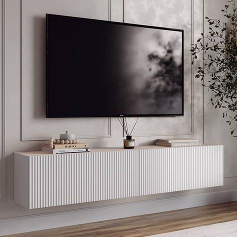 Tv Stand Decor Living Room, Floating Tv Console, Floating Tv Unit, Floating Entertainment Center, Led Tv Stand, Tv Stand Decor, White Tv Stands, Floating Tv Stand, Floating Tv