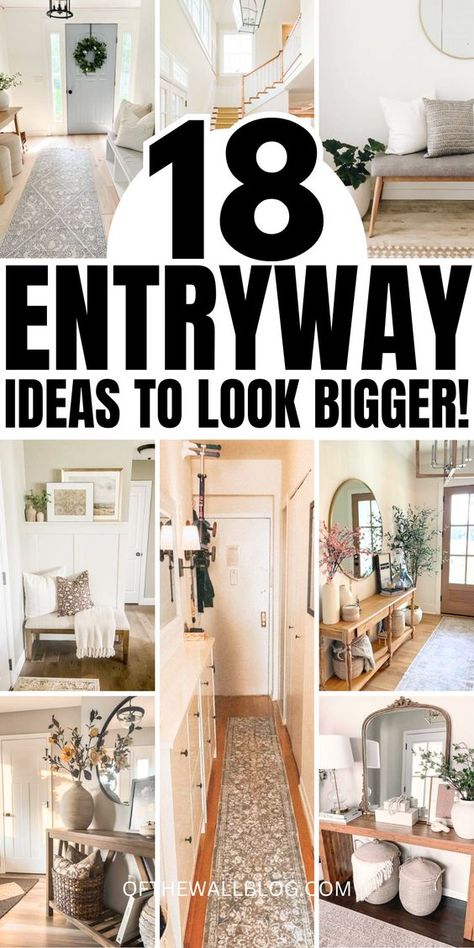 Whether you’re dealing with a narrow hallway or a compact entryway foyer, these entryway ideas will transform your small entryway! Using the power of entryway decor, entryway storage, entryway table decor, entryway bench, you can make small house design easy with home decor! Whether you're looking for mudroom ideas or entrance ideas these tips will suit your small space. Explore hallway decorating, entrance hall decor, small entryway ideas, narrow entryway ideas and more! Small Lake House Decorating Ideas, Narrow Front Door Entryway Ideas, Small Hallway Entryway Ideas, Entry Way Ideas With Bench, Foyers Ideas Entryway, Narrow Foyer Ideas Entryway, Front Entrance Ideas Interior Entryway, Hallway Decorating Entrance, Hall Tree Decorating Ideas