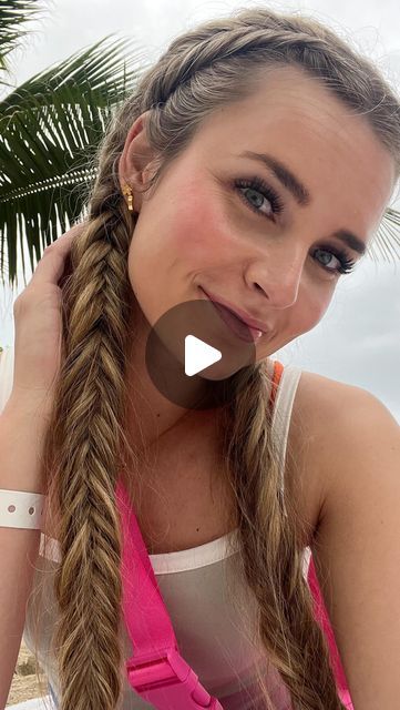 kenna mcclellan on Instagram: "Dutch fishtail braids for the win!! They’re so cool looking I love them! Just split the hair in half, and take strands from each side crossing them under to the other side! #dutchbraids #hairstyle #hairtutorial #beachhair #hairtransformation" Fishtail Dutch Braid, Kenna Mcclellan, Double Fishtail Braid, Side Fishtail Braid, Dutch Braid Half Up, Dutch Fishtail, Fish Tail Side Braid, Dutch Fishtail Braid, Braid Half Up Half Down